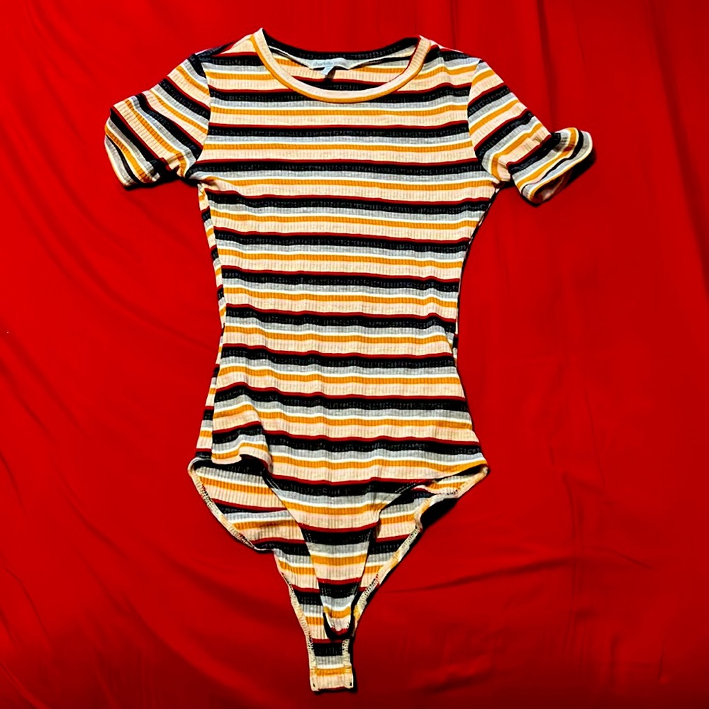 Charlotte Russe Multi-Colored, Striped Body Suit